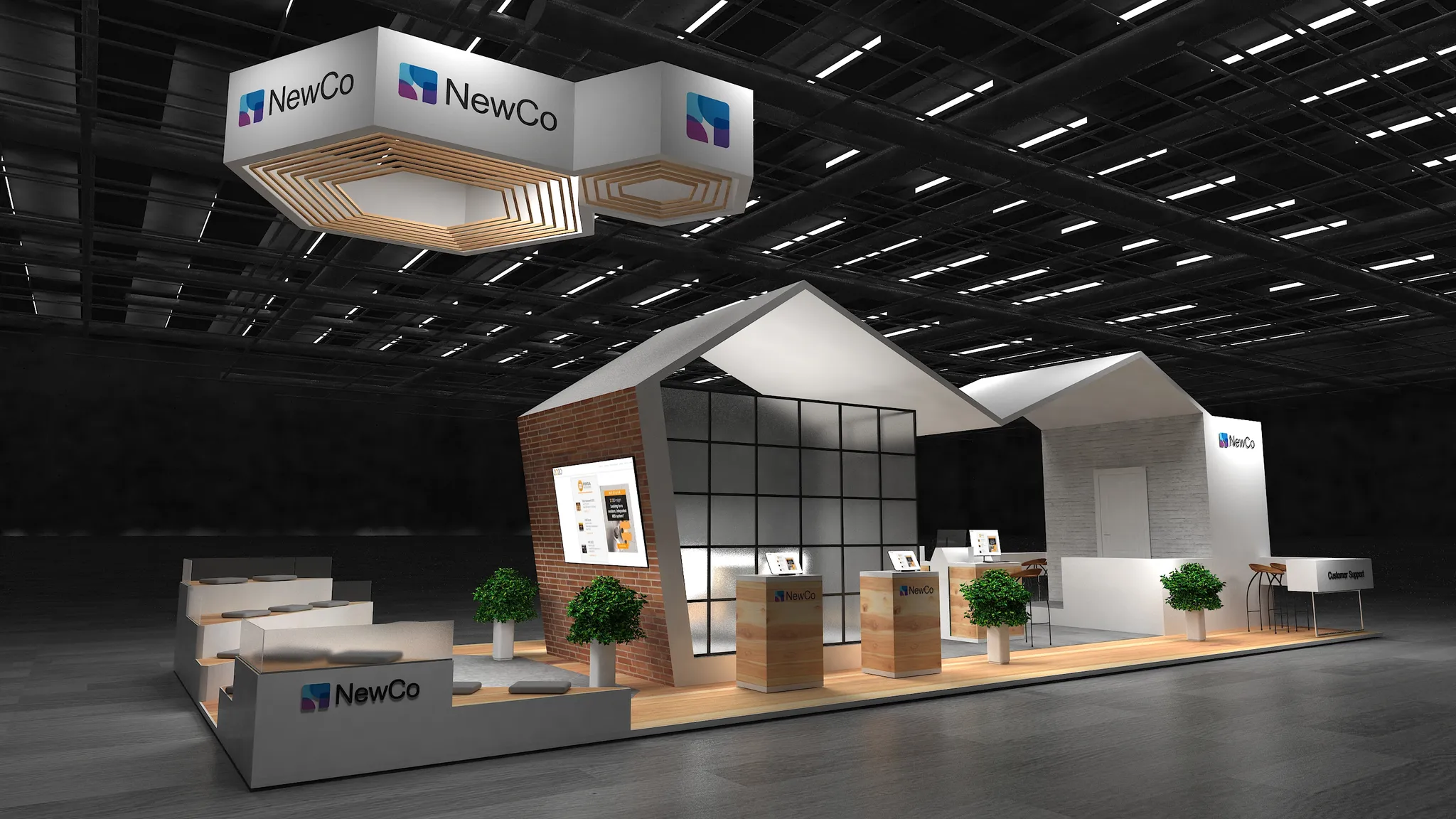 20x50 Island booth design by Reaction Space